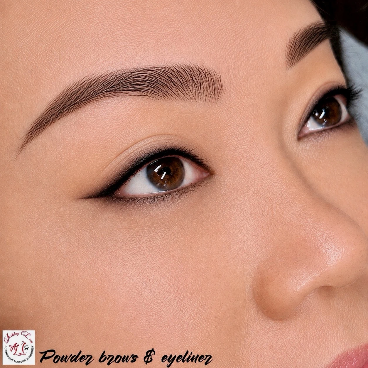Powder Brows & Eyeliner permanent makeup work by Ashley Luu