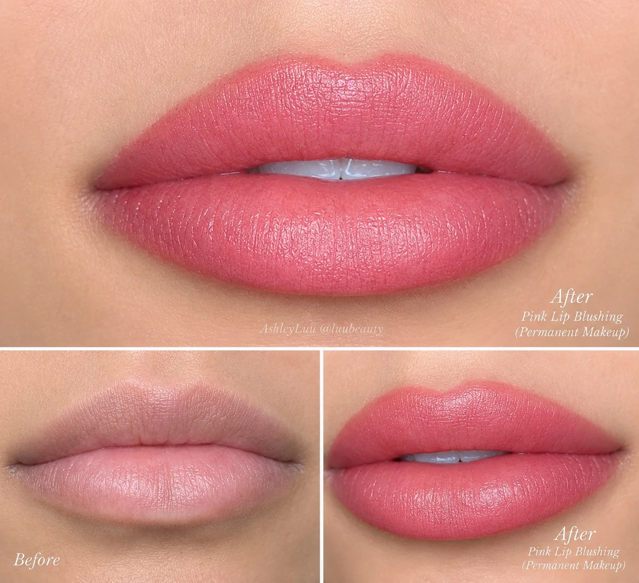 Soft Pink Lip Blush permanent makeup work by Ashley Luu