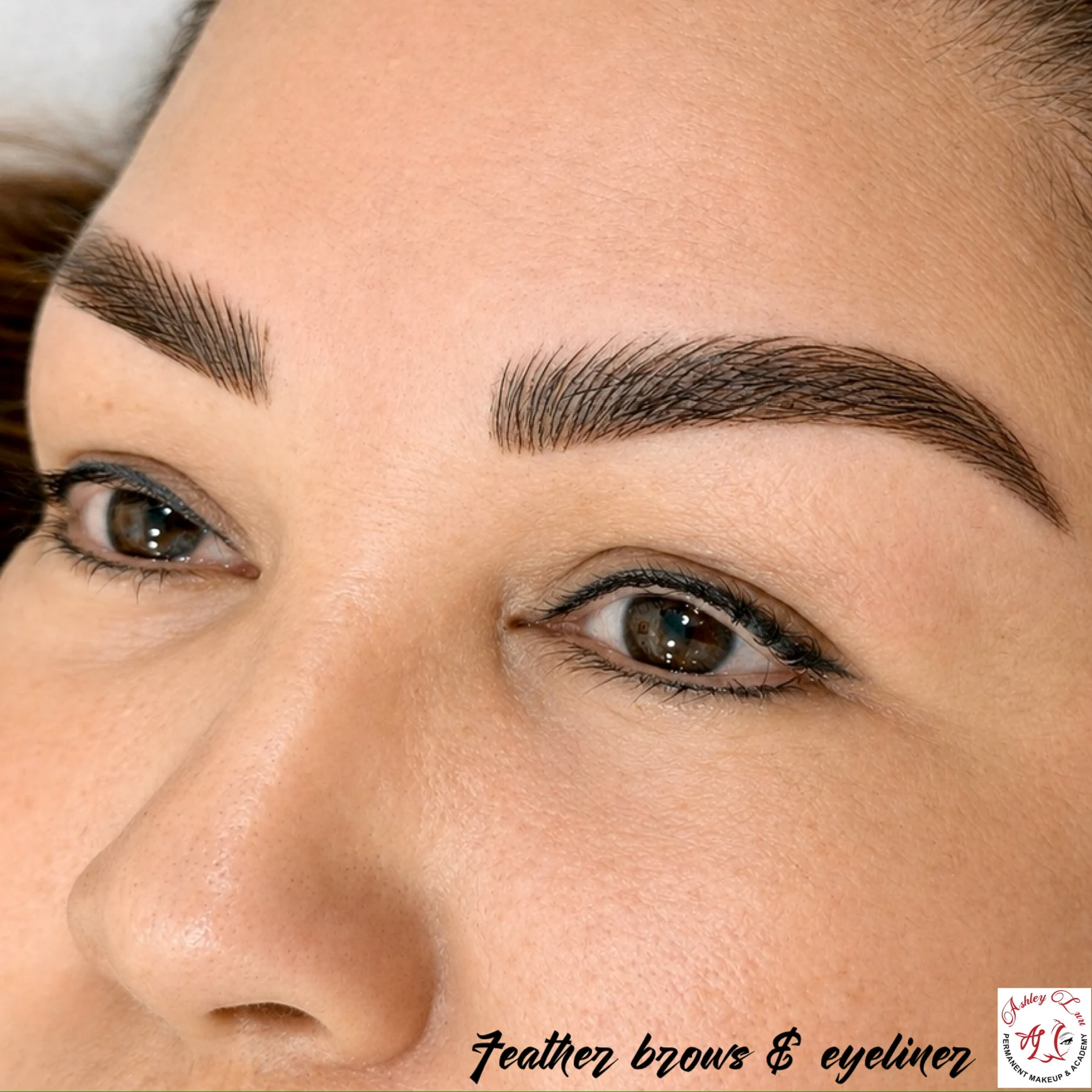 Feather Brows & Soft Eyeliner permanent makeup work by Ashley Luu