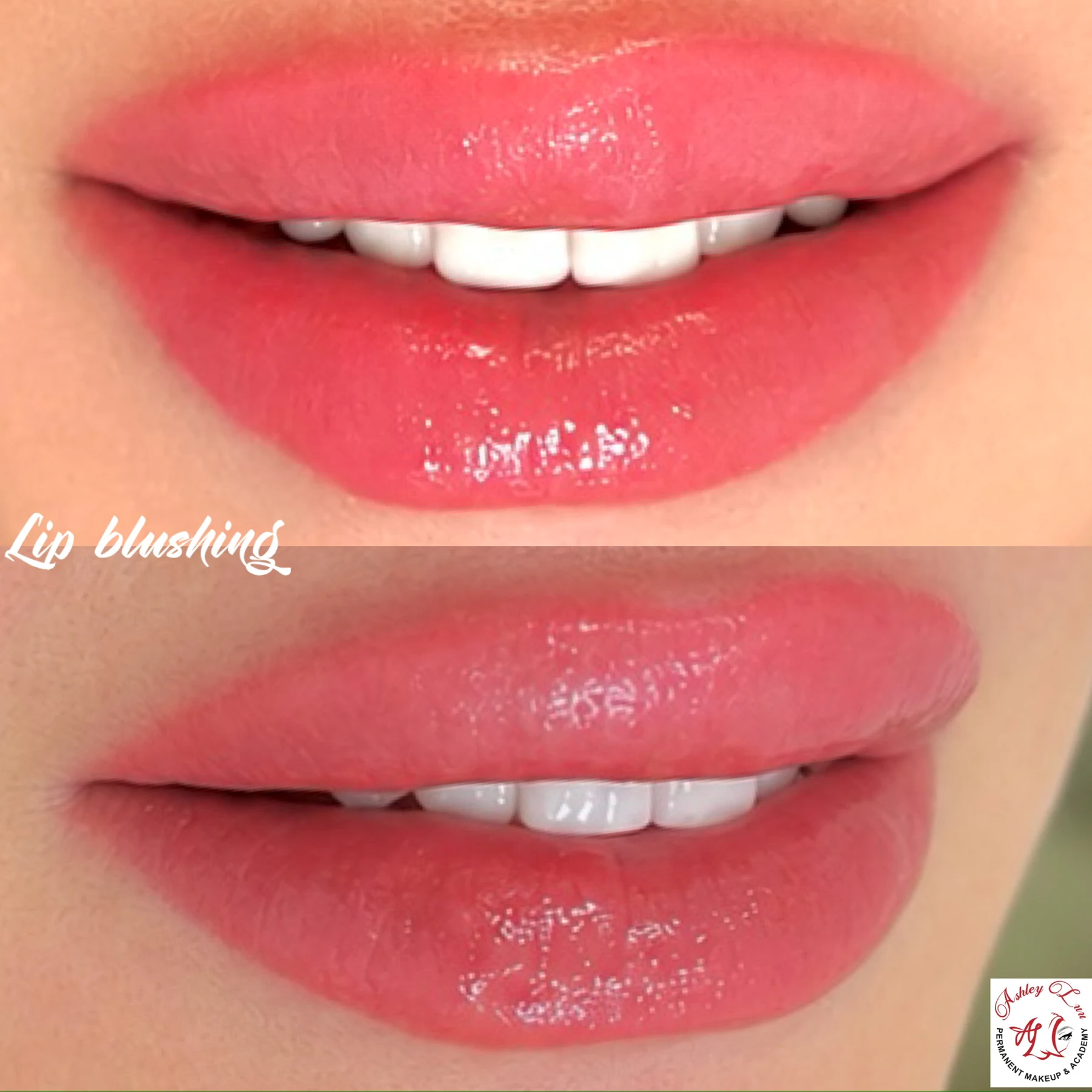 Bright Pink Lip Blush permanent makeup work by Ashley Luu
