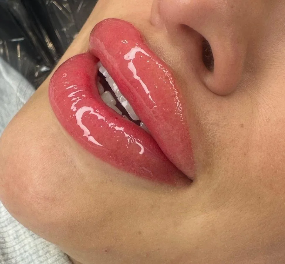 Glossed lip blush result by Courtney Livesay